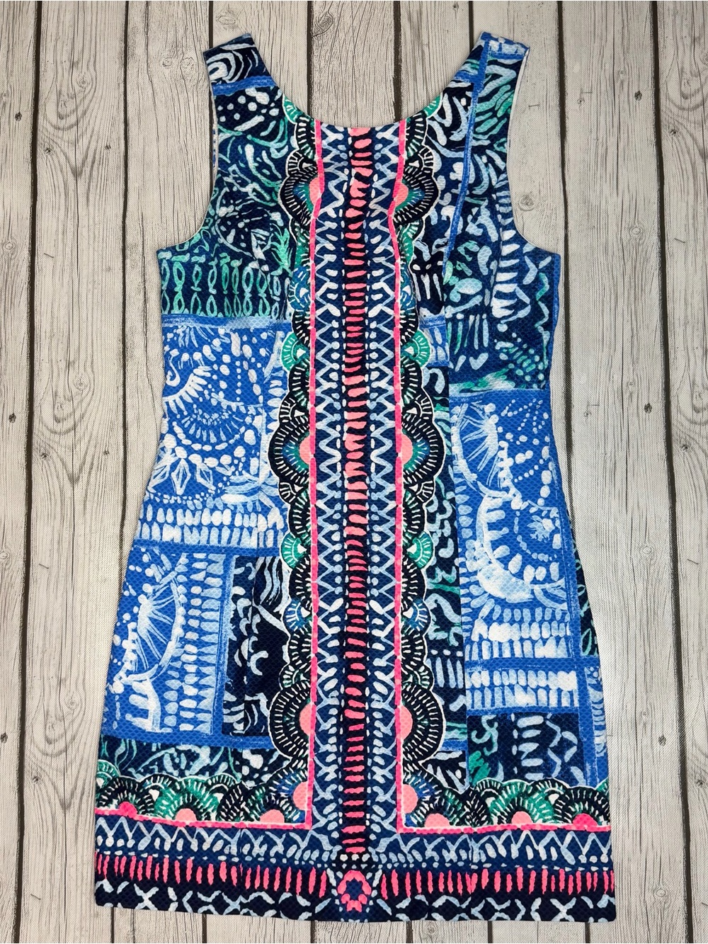 Lilly Pulitzer Women's 2 Mila Stretch Shift Indigo Leied Back Engineered Dress